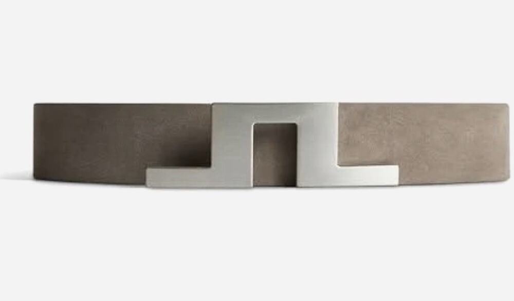 J Lindeberg Mens Bridger Nubuck Leather Belt 35 Sz 100 Brindle Brown Gray New